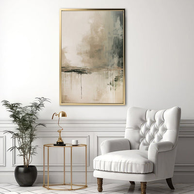 Canvas Wall Art Stretched Over Wooden Frame with Floating Frame and Lake Abstract Painting CV4190 - Al Rugaib Furniture