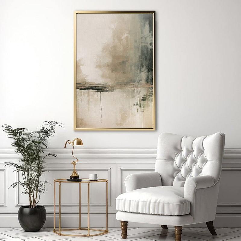Canvas Wall Art Stretched Over Wooden Frame with Floating Frame and Lake Abstract Painting CV4190 - Al Rugaib Furniture
