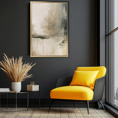 Canvas Wall Art Stretched Over Wooden Frame with Floating Frame and Lake Abstract Painting CV4190 - Al Rugaib Furniture