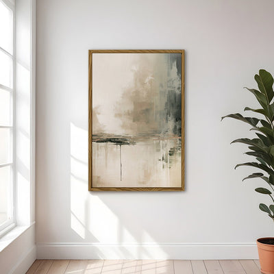 Canvas Wall Art Stretched Over Wooden Frame with Floating Frame and Lake Abstract Painting CV4190 - Al Rugaib Furniture