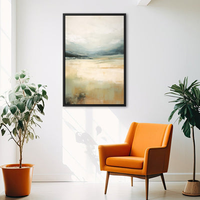 Canvas Wall Art Stretched Over Wooden Frame with Floating Frame and Lake Abstract Painting CV4191 - Al Rugaib Furniture