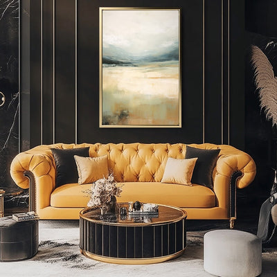 Canvas Wall Art Stretched Over Wooden Frame with Floating Frame and Lake Abstract Painting CV4191 - Al Rugaib Furniture