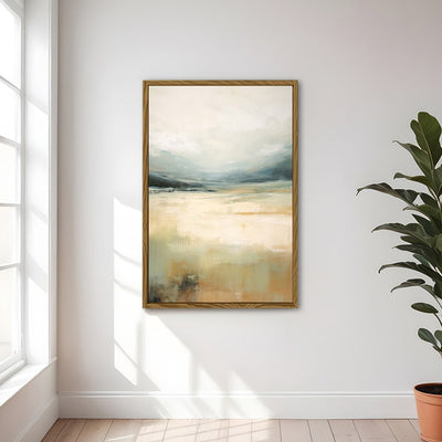 Canvas Wall Art Stretched Over Wooden Frame with Floating Frame and Lake Abstract Painting CV4191 - Al Rugaib Furniture