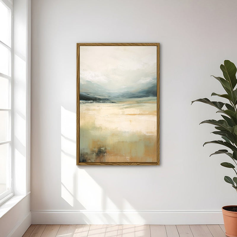 Canvas Wall Art Stretched Over Wooden Frame with Floating Frame and Lake Abstract Painting CV4191 - Al Rugaib Furniture