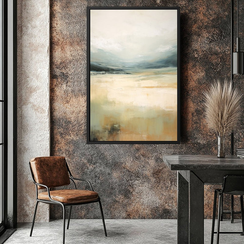 Canvas Wall Art Stretched Over Wooden Frame with Floating Frame and Lake Abstract Painting CV4191 - Al Rugaib Furniture