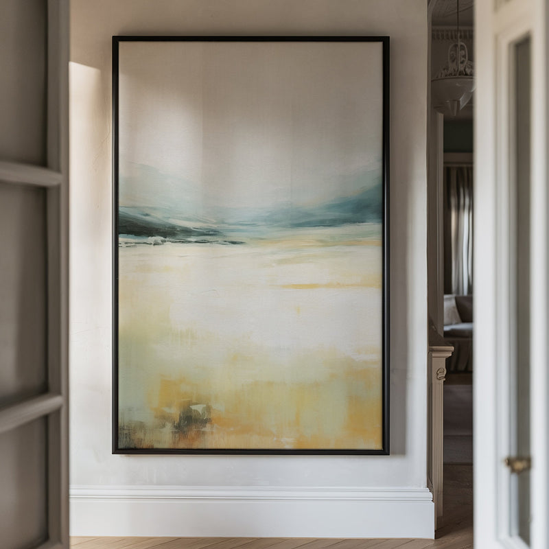 Canvas Wall Art Stretched Over Wooden Frame with Floating Frame and Lake Abstract Painting CV4191 - Al Rugaib Furniture
