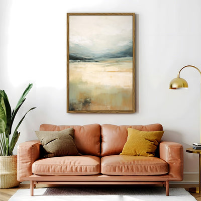 Canvas Wall Art Stretched Over Wooden Frame with Floating Frame and Lake Abstract Painting CV4191 - Al Rugaib Furniture