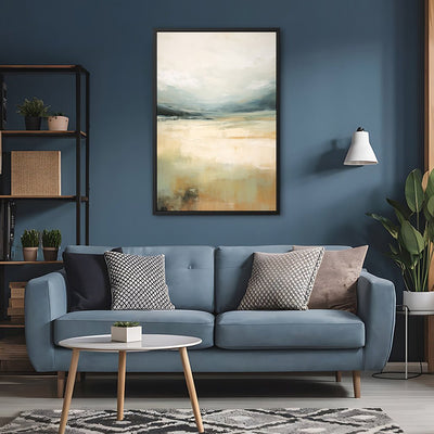 Canvas Wall Art Stretched Over Wooden Frame with Floating Frame and Lake Abstract Painting CV4191 - Al Rugaib Furniture