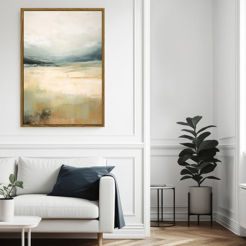 Canvas Wall Art Stretched Over Wooden Frame with Floating Frame and Lake Abstract Painting CV4191 - Al Rugaib Furniture