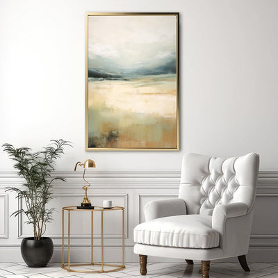 Canvas Wall Art Stretched Over Wooden Frame with Floating Frame and Lake Abstract Painting CV4191 - Al Rugaib Furniture