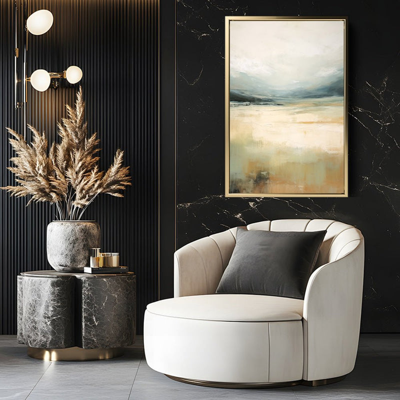 Canvas Wall Art Stretched Over Wooden Frame with Floating Frame and Lake Abstract Painting CV4191 - Al Rugaib Furniture