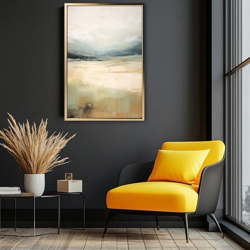 Canvas Wall Art Stretched Over Wooden Frame with Floating Frame and Lake Abstract Painting CV4191 - Al Rugaib Furniture