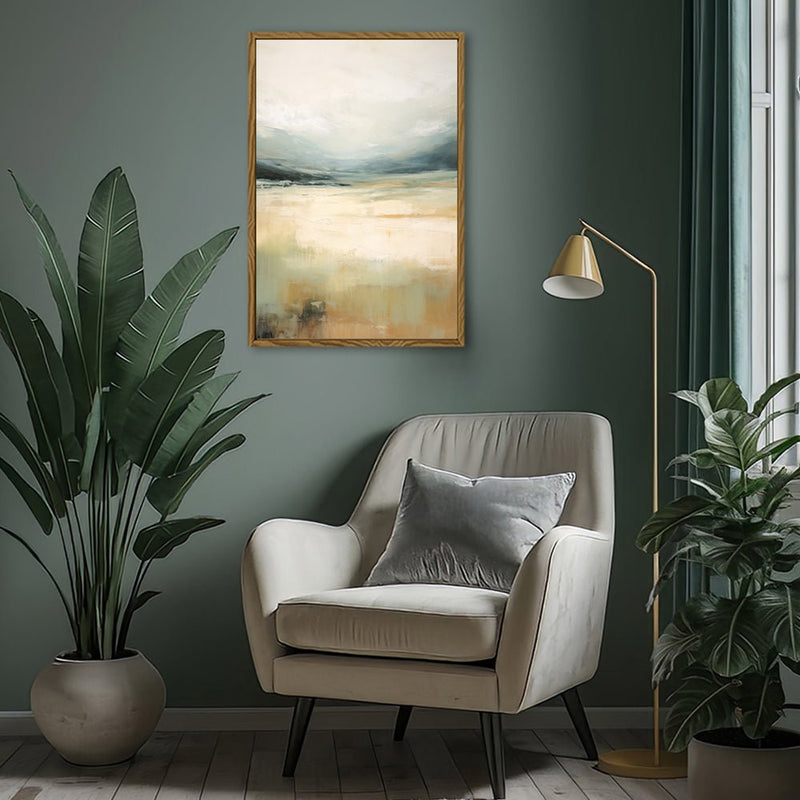 Canvas Wall Art Stretched Over Wooden Frame with Floating Frame and Lake Abstract Painting CV4191 - Al Rugaib Furniture