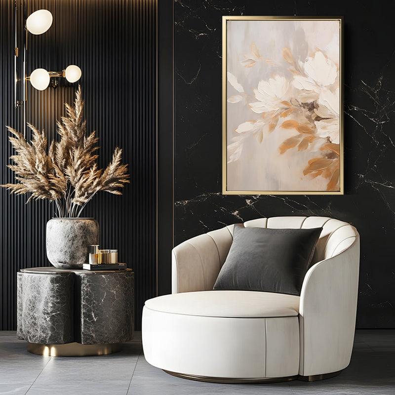 Canvas Wall Art Stretched Over Wooden Frame with Floating Frame and Luxury Flower Bouquet Painting CV4193 - Al Rugaib Furniture