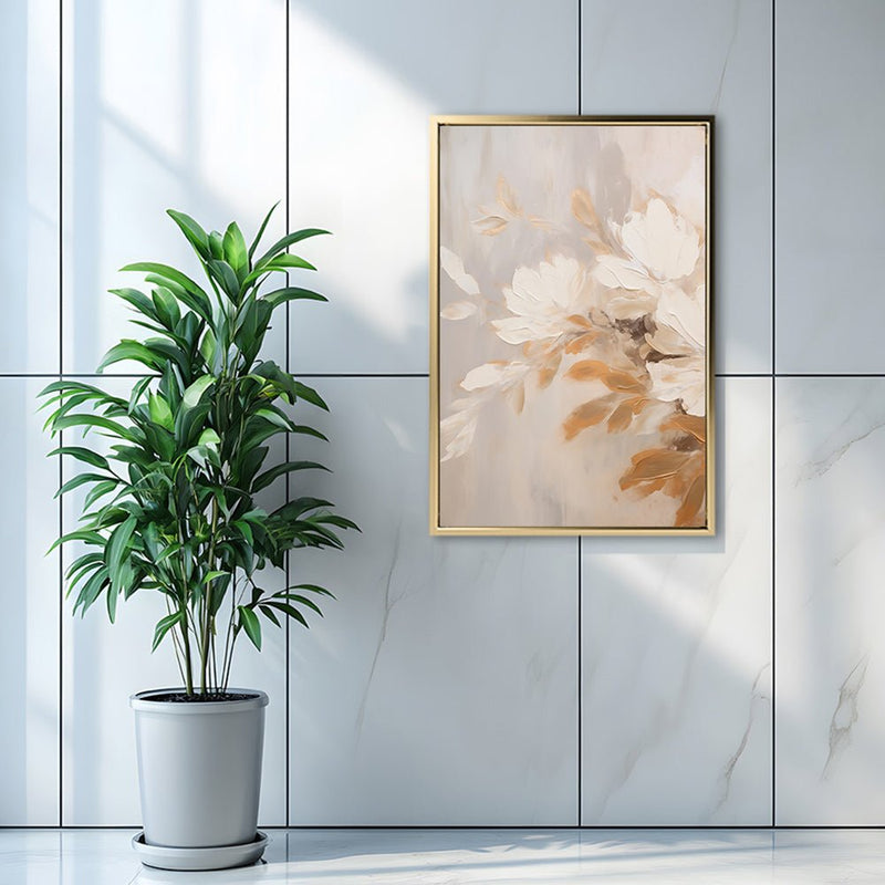 Canvas Wall Art Stretched Over Wooden Frame with Floating Frame and Luxury Flower Bouquet Painting CV4193 - Al Rugaib Furniture