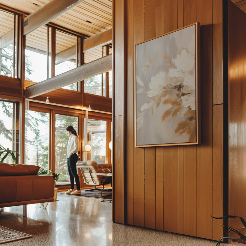 Canvas Wall Art Stretched Over Wooden Frame with Floating Frame and Luxury Flower Bouquet Painting CV4193 - Al Rugaib Furniture