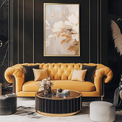 Canvas Wall Art Stretched Over Wooden Frame with Floating Frame and Luxury Flower Bouquet Painting CV4193 - Al Rugaib Furniture