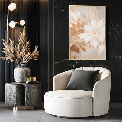 Canvas Wall Art Stretched Over Wooden Frame with Floating Frame and Luxury Flower Painting CV4194 - Al Rugaib Furniture