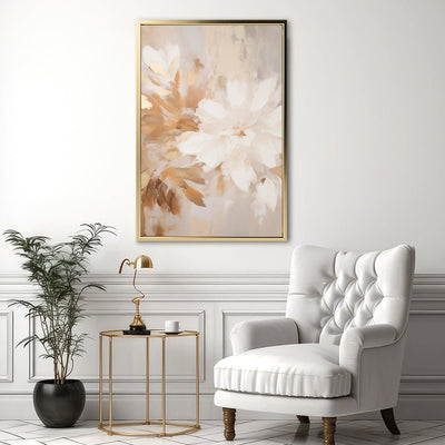 Canvas Wall Art Stretched Over Wooden Frame with Floating Frame and Luxury Flower Painting CV4194 - Al Rugaib Furniture