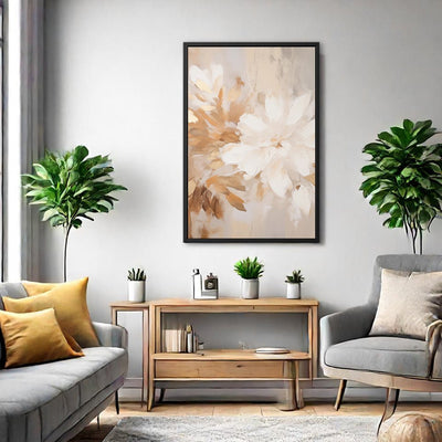 Canvas Wall Art Stretched Over Wooden Frame with Floating Frame and Luxury Flower Painting CV4194 - Al Rugaib Furniture
