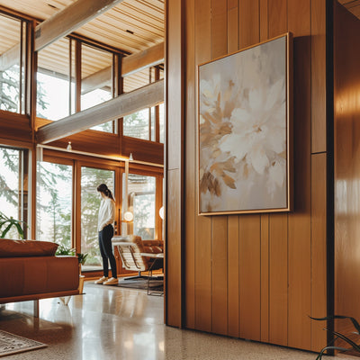 Canvas Wall Art Stretched Over Wooden Frame with Floating Frame and Luxury Flower Painting CV4194 - Al Rugaib Furniture