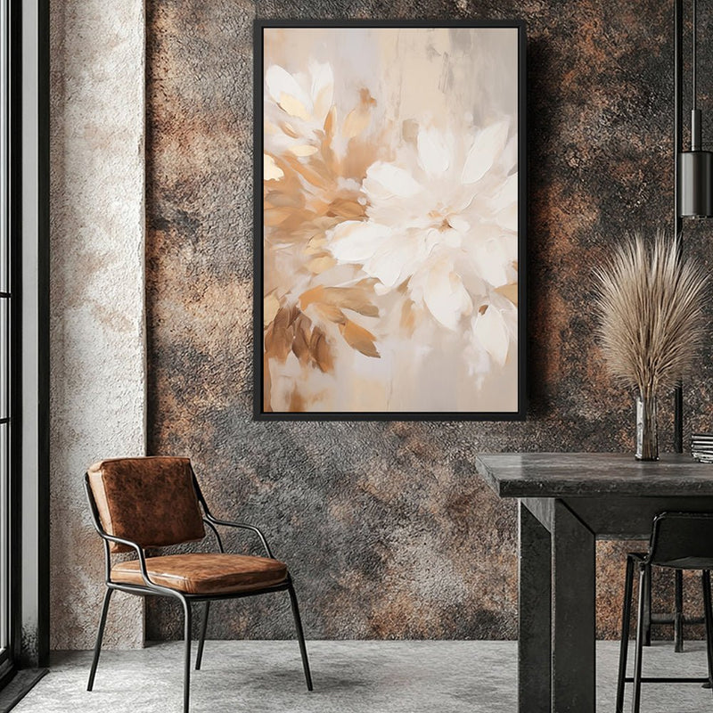 Canvas Wall Art Stretched Over Wooden Frame with Floating Frame and Luxury Flower Painting CV4194 - Al Rugaib Furniture