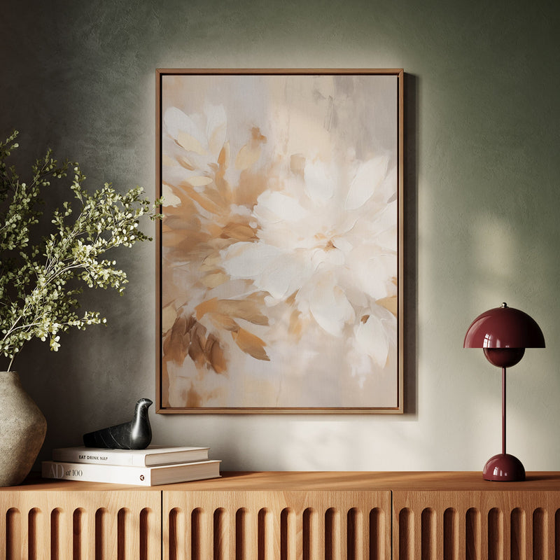 Canvas Wall Art Stretched Over Wooden Frame with Floating Frame and Luxury Flower Painting CV4194 - Al Rugaib Furniture