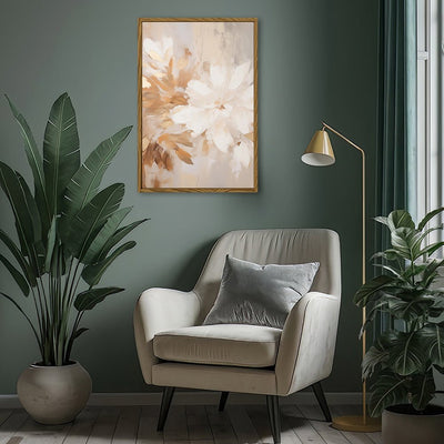Canvas Wall Art Stretched Over Wooden Frame with Floating Frame and Luxury Flower Painting CV4194 - Al Rugaib Furniture