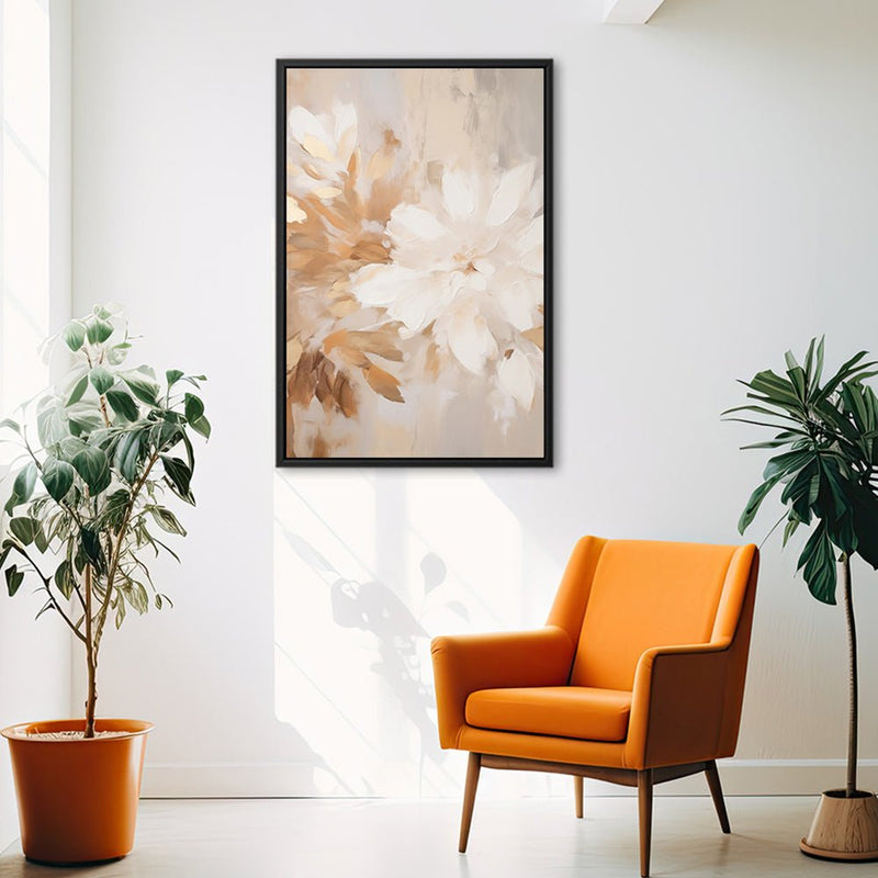 Canvas Wall Art Stretched Over Wooden Frame with Floating Frame and Luxury Flower Painting CV4194 - Al Rugaib Furniture