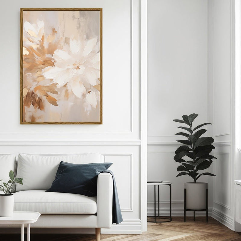 Canvas Wall Art Stretched Over Wooden Frame with Floating Frame and Luxury Flower Painting CV4194 - Al Rugaib Furniture