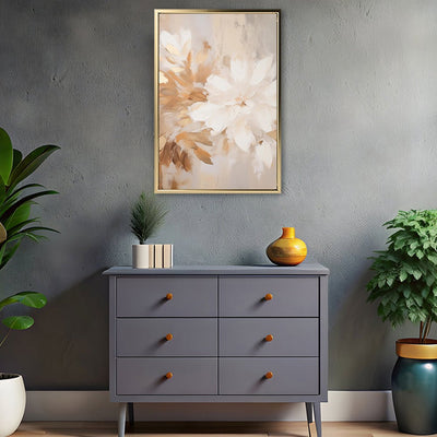 Canvas Wall Art Stretched Over Wooden Frame with Floating Frame and Luxury Flower Painting CV4194 - Al Rugaib Furniture