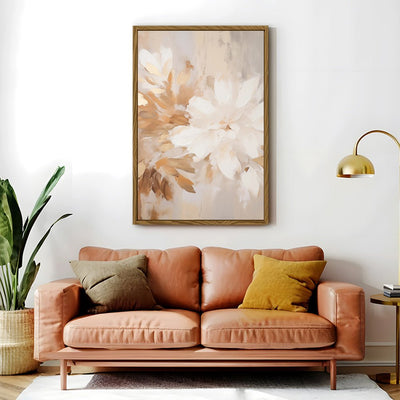 Canvas Wall Art Stretched Over Wooden Frame with Floating Frame and Luxury Flower Painting CV4194 - Al Rugaib Furniture
