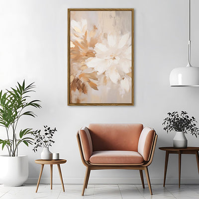 Canvas Wall Art Stretched Over Wooden Frame with Floating Frame and Luxury Flower Painting CV4194 - Al Rugaib Furniture