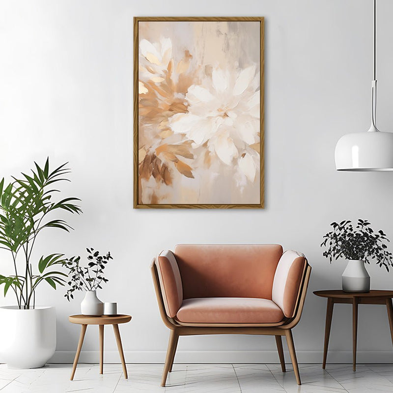 Canvas Wall Art Stretched Over Wooden Frame with Floating Frame and Luxury Flower Painting CV4194 - Al Rugaib Furniture