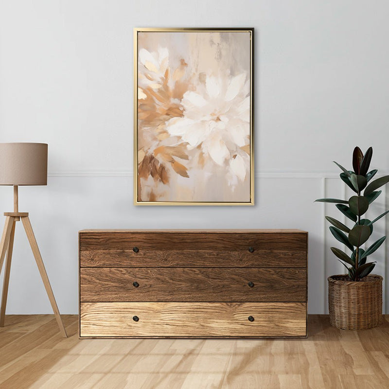 Canvas Wall Art Stretched Over Wooden Frame with Floating Frame and Luxury Flower Painting CV4194 - Al Rugaib Furniture