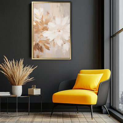 Canvas Wall Art Stretched Over Wooden Frame with Floating Frame and Luxury Flower Painting CV4194 - Al Rugaib Furniture