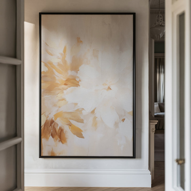 Canvas Wall Art Stretched Over Wooden Frame with Floating Frame and Luxury Flower Painting CV4194 - Al Rugaib Furniture