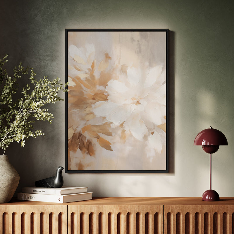 Canvas Wall Art Stretched Over Wooden Frame with Floating Frame and Luxury Flower Painting CV4194 - Al Rugaib Furniture