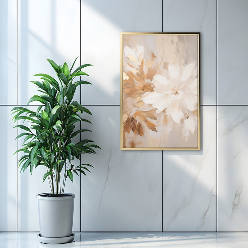 Canvas Wall Art Stretched Over Wooden Frame with Floating Frame and Luxury Flower Painting CV4194 - Al Rugaib Furniture