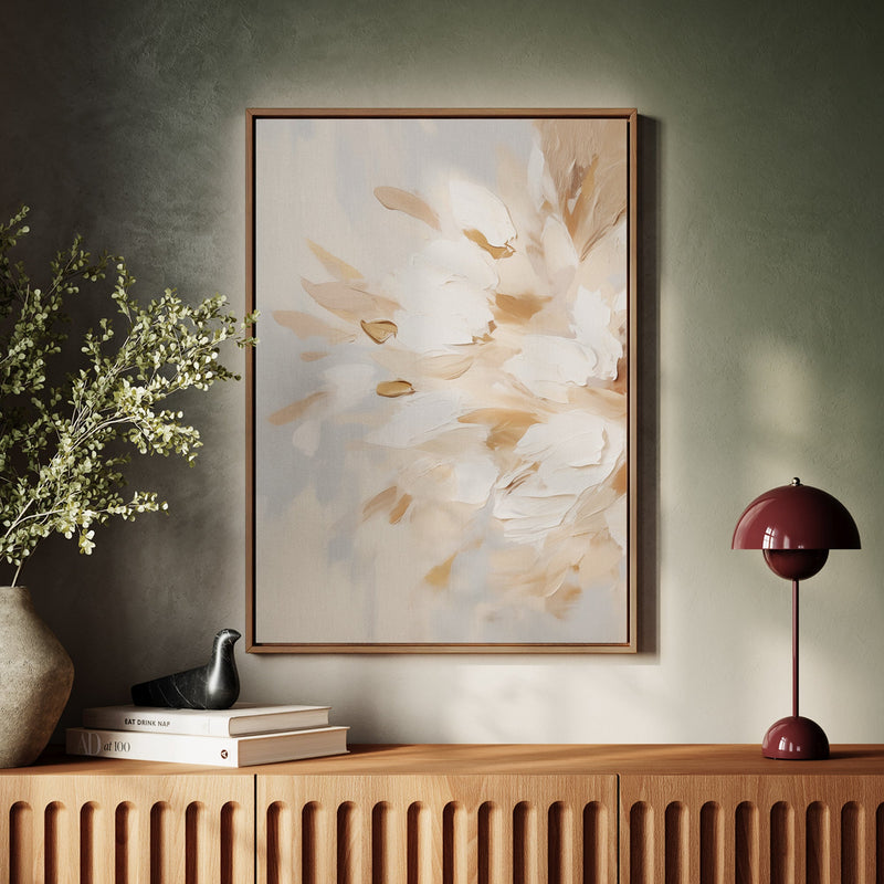 Canvas Wall Art Stretched Over Wooden Frame with Floating Frame and Luxury Flowers Painting CV4195 - Al Rugaib Furniture