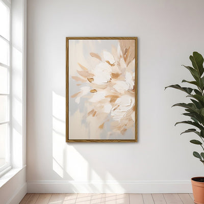 Canvas Wall Art Stretched Over Wooden Frame with Floating Frame and Luxury Flowers Painting CV4195 - Al Rugaib Furniture
