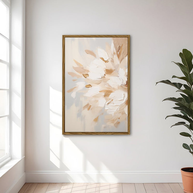 Canvas Wall Art Stretched Over Wooden Frame with Floating Frame and Luxury Flowers Painting CV4195 - Al Rugaib Furniture