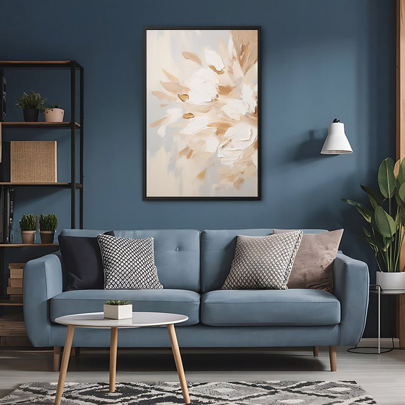 Canvas Wall Art Stretched Over Wooden Frame with Floating Frame and Luxury Flowers Painting CV4195 - Al Rugaib Furniture