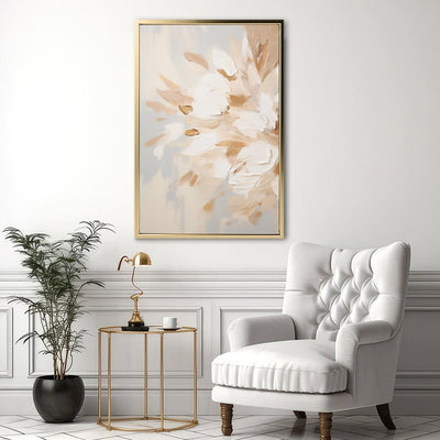 Canvas Wall Art Stretched Over Wooden Frame with Floating Frame and Luxury Flowers Painting CV4195 - Al Rugaib Furniture