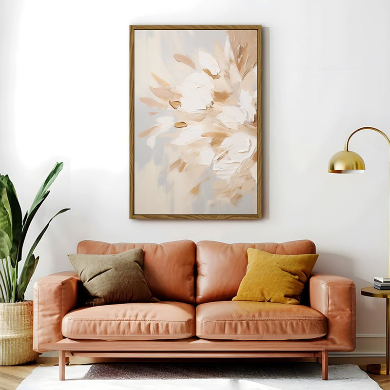 Canvas Wall Art Stretched Over Wooden Frame with Floating Frame and Luxury Flowers Painting CV4195 - Al Rugaib Furniture