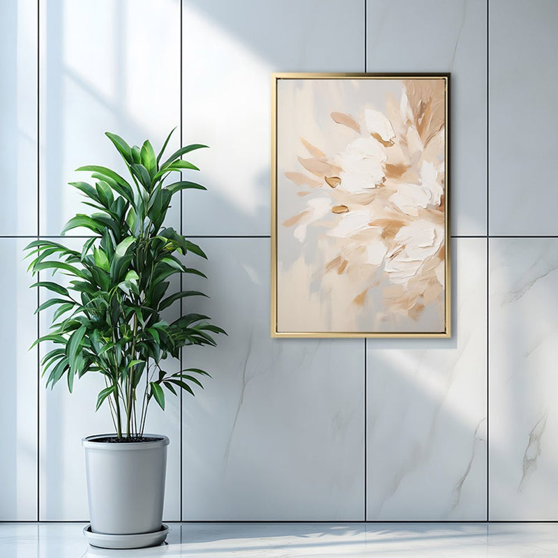 Canvas Wall Art Stretched Over Wooden Frame with Floating Frame and Luxury Flowers Painting CV4195 - Al Rugaib Furniture