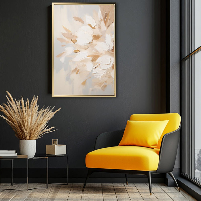 Canvas Wall Art Stretched Over Wooden Frame with Floating Frame and Luxury Flowers Painting CV4195 - Al Rugaib Furniture
