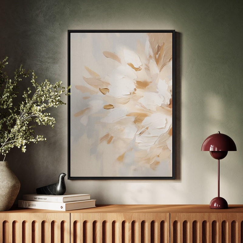 Canvas Wall Art Stretched Over Wooden Frame with Floating Frame and Luxury Flowers Painting CV4195 - Al Rugaib Furniture