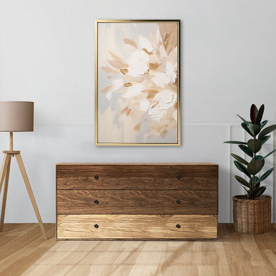 Canvas Wall Art Stretched Over Wooden Frame with Floating Frame and Luxury Flowers Painting CV4195 - Al Rugaib Furniture