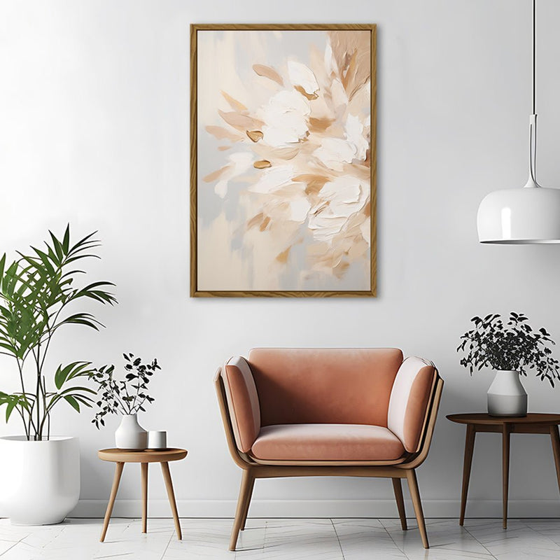 Canvas Wall Art Stretched Over Wooden Frame with Floating Frame and Luxury Flowers Painting CV4195 - Al Rugaib Furniture